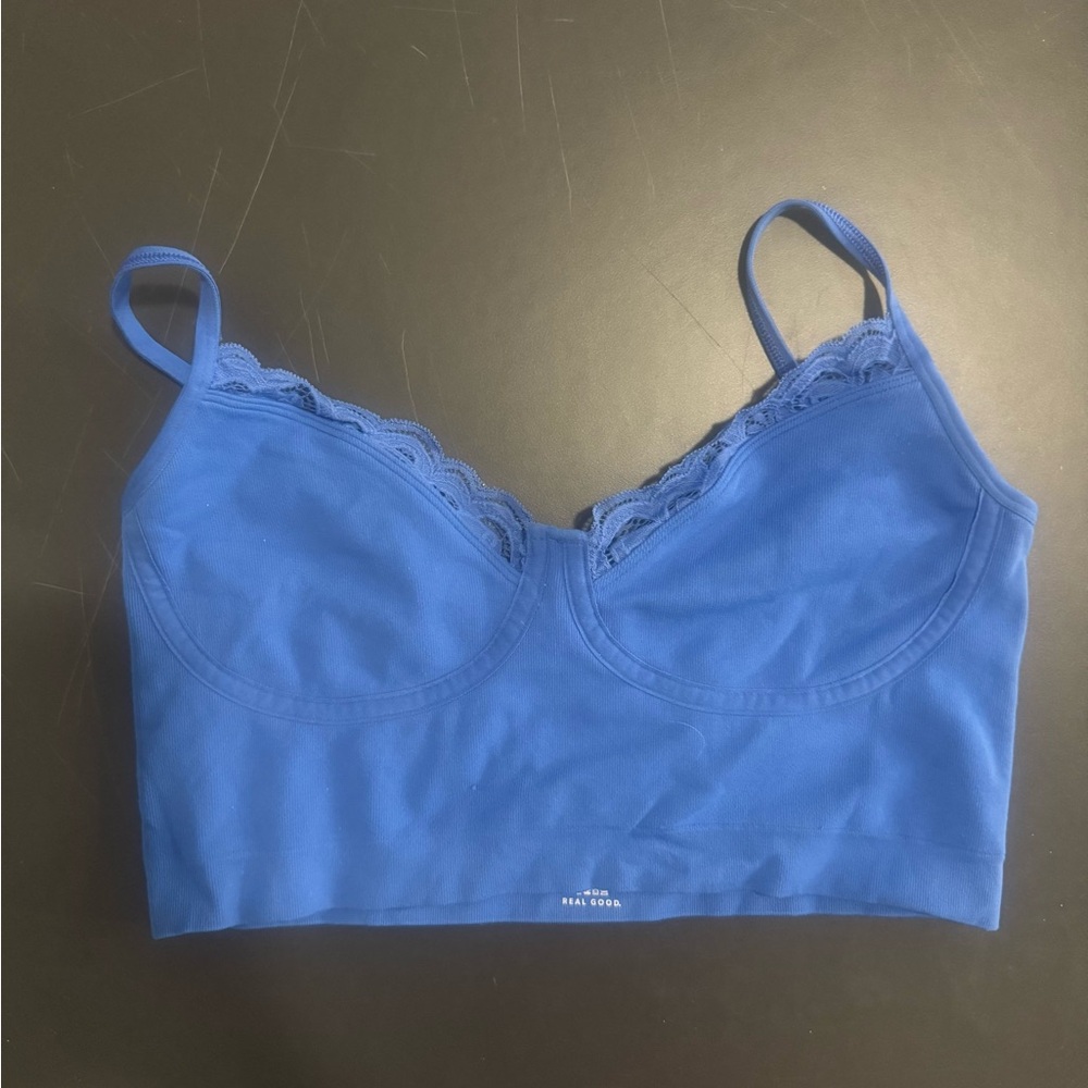 Aerie Women's Blue Lace Trim Bralette